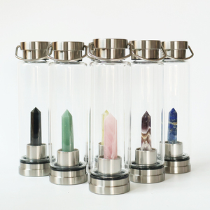 ขวดน้ำแก้วคริสตัลหินบำบัดธรรมชาติขัดเงาขายส่ง สำหรับใส่เครื่องดื่มผสมน้ำอมฤตธีมความรัก - Product Image 1