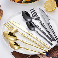 Ensemble de couverts en acier inoxydable 410, couteau, fourchette, cuillère durables, finition miroir, style moderne minimaliste, passe au lave-vaisselle