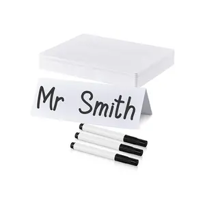 Custom Dry Erase Name Tent Table Cards 5.8x7.9 Inches Non Adhesive Reusable Name Plates para Casamentos