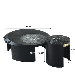 Mesa de Centro Moderna de Madera Creativa con Tapa de Pizarra Negra, Envío Directo, Muebles de Sala de Estar con Panel de Madera Ovalado, Voxhome USA - Product Image 6