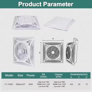 Потолочный вентилятор 600*600 мм, 23 дюйма, <span class=keywords><strong>3</strong></span> лопасти, пластиковый, бесшумный, класса люкс, для гостиной и офиса, с освещением, электродвигатель переменного тока, пульт дистанционного управления, для дома - Product Image 6