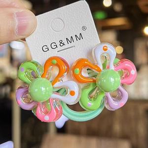 Nuovo Design cartone animato colorato carino 2 pz/set ragazze elastici per capelli acrilico fiori cavi per bambini cravatte per capelli accessori per capelli - Product Image 4