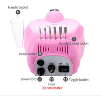 Machine à percer les ongles électrique professionnelle 30000 tr/min Portable Pro Plastique 6 têtes Multi-usages Acrylique Gel Manucure Pédicure Salon