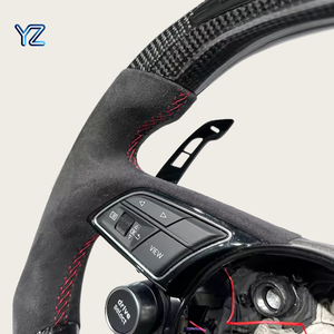 Volant en cuir carbone LED noir YZ Factory pour <span class=keywords><strong>Audi</strong></span> B8 S3 S4 S5 RS3 RS4 8P 8V B9 C7 A6 A7 <span class=keywords><strong>RS6</strong></span> RS7 A8 - Product Image 4