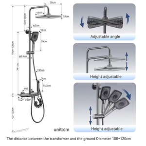Ensemble <span class=keywords><strong>de</strong></span> robinets <span class=keywords><strong>de</strong></span> <span class=keywords><strong>douche</strong></span> mural extérieur <span class=keywords><strong>de</strong></span> luxe avec jets et modes <span class=keywords><strong>de</strong></span> pulvérisation pluie douce, design moderne, garantie 5 ans, <span class=keywords><strong>barre</strong></span> coulissante - Product Image 5