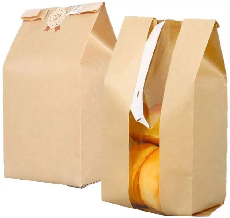 生分解性ブラウン耐油性ワックスドーナツサンドイッチバゲットバーガークラフト紙パン包装紙袋
