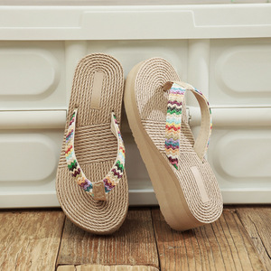 Sandalias <span class=keywords><strong>de</strong></span> cuña tejidas <span class=keywords><strong>de</strong></span> nuevo estilo para mujer, <span class=keywords><strong>de</strong></span> PP, para playa, informales, <span class=keywords><strong>con</strong></span> <span class=keywords><strong>suela</strong></span> gruesa para exteriores, suministro directo <span class=keywords><strong>de</strong></span> fábrica. - Product Image 1