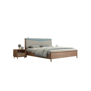 Modern Minimalist Nordic Style Ash Wood Platform Bed Soft <b>Headboard</b> High Box Bedroom Furniture - Product Image 5