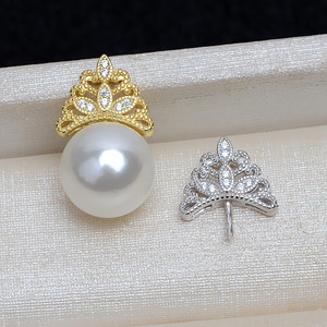 Colgante de Corona de Plata S925, 10-17, Accesorio de Perla DIY, Bandeja Vacía, Producto Semiterminado 4011, Fornituras y Componentes de Joyería - Product Image 1