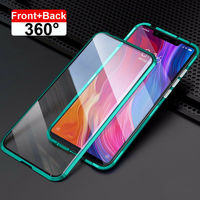 مزدوج الوجهين الزجاج المغناطيسي حافظة جراب هاتف شاومي Mi 8 9 CC9 Redmi نوت 7 8 9S Pro