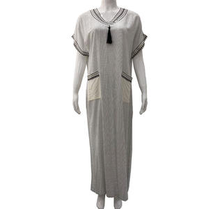 KaiHong Factory Wholesale Muslim Traditional Clothing <strong>Women</strong> Summer <strong>Tartan</strong> White Long Dress - Product Image 1