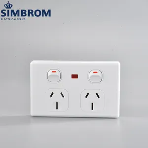 SAA New Zealand horizontal double powerpoint wall switch SAA approval australia switch with red lamp JK