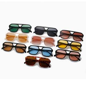 Lunettes de soleil rétro 2025 personnalisables avec logo, double pont, monture carrée en PC, protection UV400, style pilote léopard pour hommes et femmes - Product Image 6