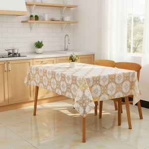 Manteles <span class=keywords><strong>de</strong></span> PVC Modernos con Diseño Floral Estampado, Jacquard, Sin Fin, Recubiertos en Oro, Impermeables, Desechables, Rectangulares, para Fiestas en Casa - Product Image 2