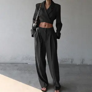 Fall 2023 Damesbroek, Broek Tweedelige Sets Nieuwkomers Damespakken Dames Smoking Chic Design Blazers Met Ritssluiting/