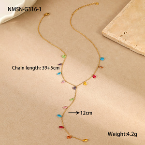 Moda 18K oro plateado colorido circón encantos largo en forma de <span class=keywords><strong>Y</strong></span> collar de cadena de acero inoxidable regalo de joyería para mujeres - Product Image 6