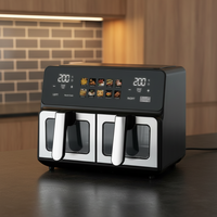 Friggitrice ad Aria Elettrica a Doppio Cestello con Protezione dal Surriscaldamento, Controllo Digitale, Display LED, Struttura in Plastica, Risparmio Energetico