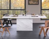 Table à manger rectangulaire moderne de luxe Runwood, plateau en marbre blanc clair, plusieurs tailles, pour la cuisine, meubles de maison