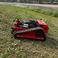 Tondeuse à gazon à essence 550 mm avec moteur Loncin 224 cm³, chenilles en caoutchouc et télécommande 200 m pour l'entretien des zones solaires