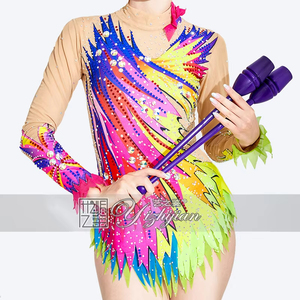 Traje de <span class=keywords><strong>patinaje</strong></span> YIZHIJIAN, gimnasia artística, mono ajustado, competición de niñas, traje de baile de salón - Product Image 3