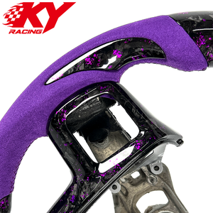 Volant sport personnalisé en fibre de carbone forgée violette et cuir violet, adapté aux Chrysler 200, 200S, Convertible, 300, 300C - Product Image 2