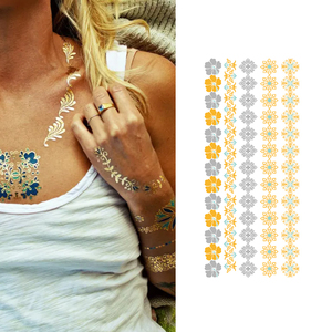 Tatuaggi Tatuaggi Tennini D'Henna Impermeabili Temporanei per Donne Metallizzati Forniture per il Partito Stampato Adesivo per il Corpo Braccia - Product Image 3