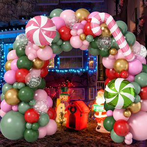 Kit de guirnalda de globos navideños 127 piezas verde salvia Rosa rojo oro globos arco con copo de nieve dulces globos invierno Año Nuevo - Product Image 3