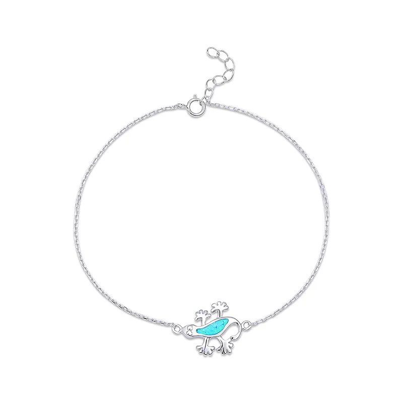 MYOP 925 Silber Geschenk Synthetisches OPAL blau und weiß Gecko-Armband, minimalistisches einzel-Artikel-Wissen exquisites hochschul-Gehör