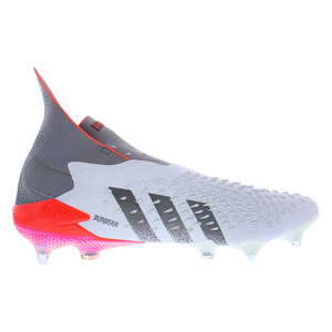 Scarpe da Uomo Adidas Predator Freak + per Terreni Morbidi, Taglia 13, Colore: Bianco Metallic/Iron Metallic/Rosso Solare - Product Image 1