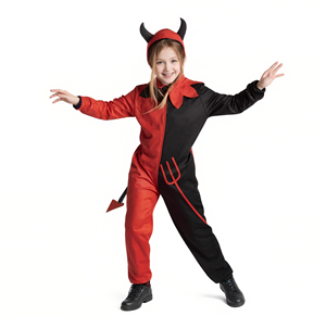 Disfraz <span class=keywords><strong>de</strong></span> Halloween para niños Little Devil, <span class=keywords><strong>mono</strong></span> rojo y negro con cuernos y <span class=keywords><strong>cola</strong></span>, traje <span class=keywords><strong>de</strong></span> Cosplay para niñas y niños, actuación <span class=keywords><strong>de</strong></span> fiesta - Product Image 1