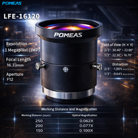 Objectif industriel FA 16,33 mm 1MP 2/3 pouces à monture C, faible distorsion F12 avec verrous de mise au point et d'iris pour vision industrielle LFE-16120