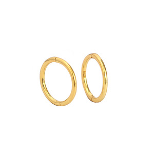 Simple Classic <b>Solid</b> Endless <b>Hoop</b> <b>Earrings</b> in 925 Sterling <b>Silver</b> with 18K Gold Plating - Product Image 1