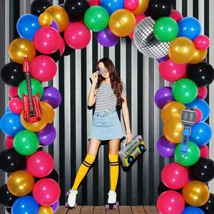 Compre Decoración <span class=keywords><strong>de</strong></span> Pared con Temática <span class=keywords><strong>de</strong></span> los 80 y 90, <span class=keywords><strong>Bola</strong></span> <span class=keywords><strong>de</strong></span> <span class=keywords><strong>Discoteca</strong></span>, Radio, Guitarra, Micrófono, Globo para Fiesta <span class=keywords><strong>de</strong></span> Cumpleaños, Arreglo para Eventos - Product Image 3