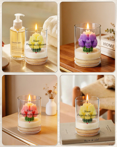 Bougie artisanale de luxe à la fleur rose, cire de soja naturelle, bougies parfumées en cire de soja pour la Saint-Valentin, décoration d'intérieur - Product Image 6