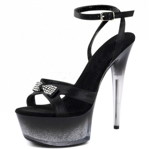 <span class=keywords><strong>รองเท้า</strong></span><span class=keywords><strong>ส้น</strong></span>สูงแฟชั่นสีดำสำหรับงานเลี้ยง งานแสดงแบบ รุ่น T-stage ขนาด 15 ซม. สำหรับผู้หญิง ไซส์ใหญ่ - Product Image 1