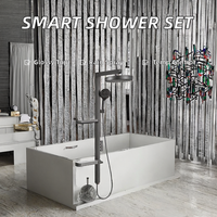 Ensemble de douche thermostatique intelligent mural en laiton de luxe avec système de douche pluie, barre de massage des épaules et finition céramique pour hôtel