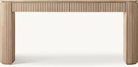 Table console en bois massif avec 2 tiroirs, design cannelé sans poignée, bord incurvé, style Japandi moderne, table d'entrée, table de canapé