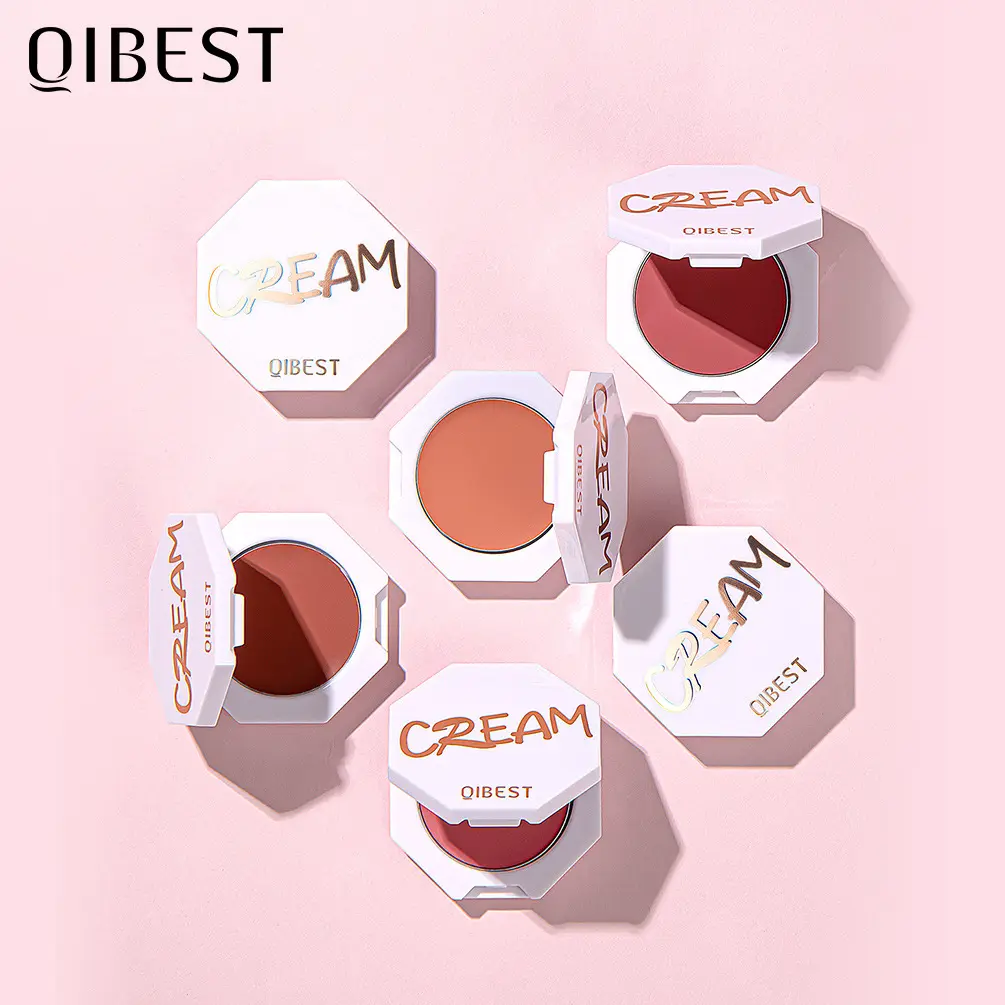 QIBEST 6-color velvet blush cream moist delicate natural contour rouge cream blush powder cream to modify easy to color