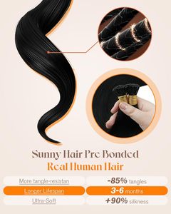Extensions de <span class=keywords><strong>cheveux</strong></span> I-Tip non-Remy 28 pouces <span class=keywords><strong>noir</strong></span> jais lisses vietnamiennes invisibles à pointes adhésives 50g - Product Image 3