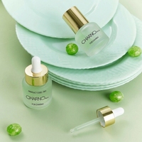 Emballage cosmétique de luxe, flacon rond en verre vide pour lotion, soin de la peau, flacon en verre transparent mat jaune pour fond de teint avec pompe