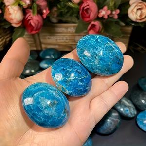 Wholesale Natural Spiritual Healing Blue Apatite Palm Polished Crystal Oval Shape Stone for Unique Home Decor and Holiday <b>Gifts</b> - Product Image 1