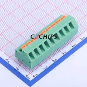 KF237-5.08-9P Spring Terminal Block Through hole Component (THT),P=5.08mm Connector 1x9P 5.08mm Green 9P - Product Image 1