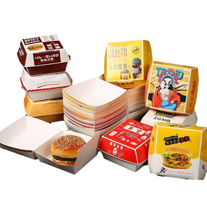 Kaplı elişi kağıdı <span class=keywords><strong>Burger</strong></span> kutusu beyaz Kraft dışında menteşeli kapaklı beyaz karton Hamburger kutusu kızarmış tavuk kutusu - Product Image 4