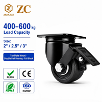 Roda Caster Industri Nylon Beban Berat 100*100mm Pelat Roda Putar Senyap dengan Rem Total untuk Lemari Perkakas Bengkel