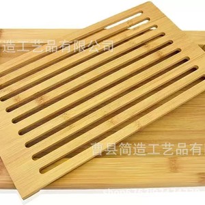 Planche à pain en bambou 15x9,5 pouces avec design rainuré pour couper le pain grillé et collecter les miettes - Product Image 3