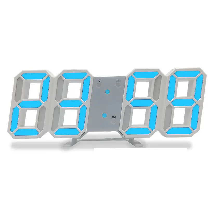 Jam Alarm Dinding/Desktop 3 Tingkat Kecerahan, Jam Led Digital 3D Warna-warni dengan Fungsi Suhu Tanggal Waktu