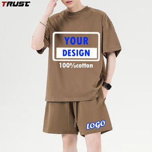 Individuell Bedrucktes Logo 100% Baumwolle Atmungsaktiver Sommer 2-Teiliger Herren-Trainingsanzug - Product Image 1