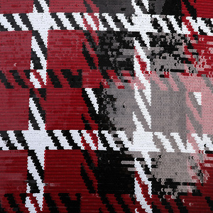 Costume en <span class=keywords><strong>tissu</strong></span> à sequins à <span class=keywords><strong>carreaux</strong></span> <span class=keywords><strong>rouge</strong></span>, noir <span class=keywords><strong>et</strong></span> <span class=keywords><strong>blanc</strong></span> Haute Couture, <span class=keywords><strong>tissu</strong></span> à sequins en forme d'écailles de poisson - Product Image 4