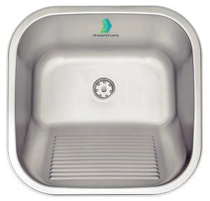 Fregadero pequeño y práctico, bañera de lavandería de acero inoxidable 304, balcón, bañera de lavandería con Tabla de lavar, superficie cepillada fácil de limpiar, Brasil - Product Image 3