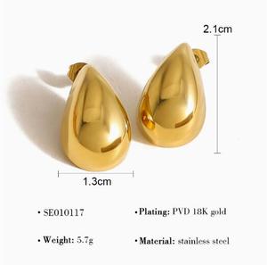 Pendientes de Gota de Agua Chapados en Oro de 18K/Acero Inoxidable, Hipoalergénicos, Pendientes de Mujer, Conjunto de Joyería de Moda al por Mayor - Product Image 6